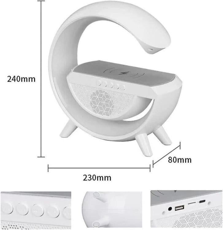 Lampada Rgb E Ricarica Wireless Smartphone Radio Speaker Bluetooth Ricaricabile