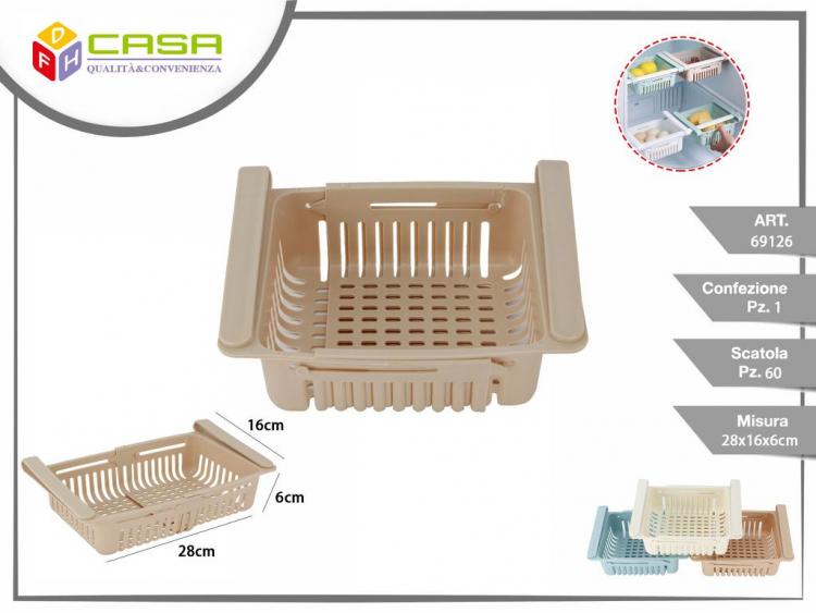 2PZ ORGANIZER FRIGO CASSETTO CONTENITORE SALVASPAZIO CESTELLO PER FRIGORIFERO