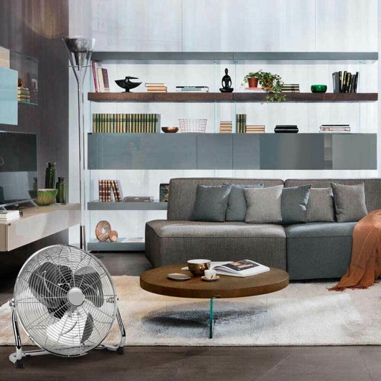 Ventilatore Da Terra Acciaio 100W Pale Alluminio 50Cm 3 Velocitá Ed Oscillante