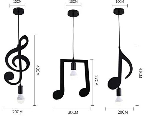Lampadario A Sospensione Portalampada Nero Led A Nota Musicale Moderno E27 B01N1