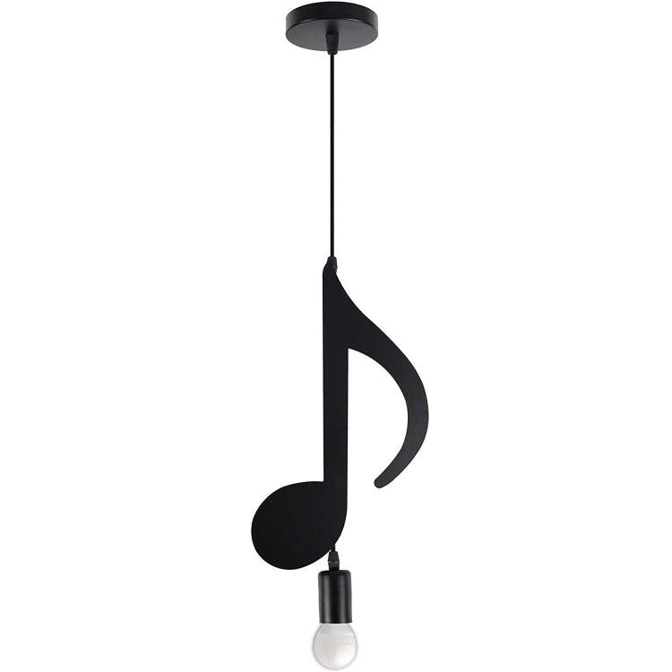 Lampadario A Sospensione Portalampada Nero Led 2 Nota Musicale Moderno E27 B01N3