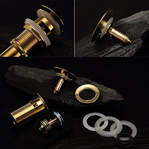 Piletta Di Scarico Click Clack 1/4 Lavandino Lavabo Bidet Tappo Pressione (Oro)
