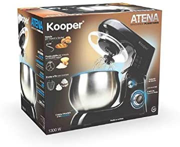 Kooper Planetaria Impastatrice Sbattitore Nera 1300W 5 Litri Impastatore Robot