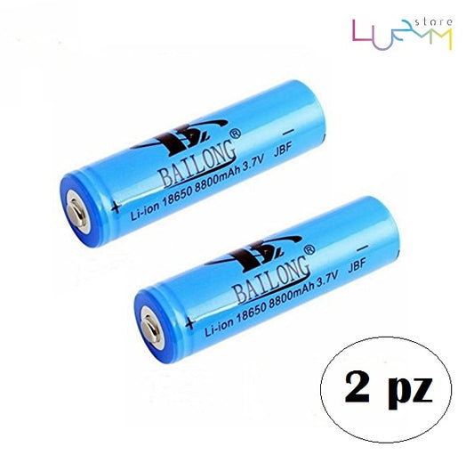 2X BATTERIA PILA RICARICABILE AL LITIO 3,7v PER TORCE LED FOTOCAMERA ecc 5200mAh
