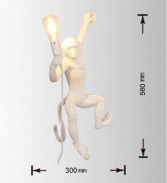 APPLIQUE DA PARETE SCIMMIA BIANCO ATTACCO E27 A MURO DECORATIVO DESIGN MODERNO