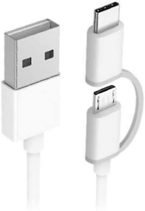Xiaomi Mi 2 In 1 Cavo Combo Micro Usb Tipo C Ricarica Rapida Bianco Fast Charge