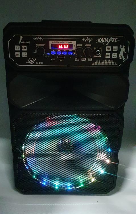 CASSA KARAOKE LED AMPLIFICATA TROLLEY BLUETOOTH USB SD CON MICROFONO TELECOMANDO