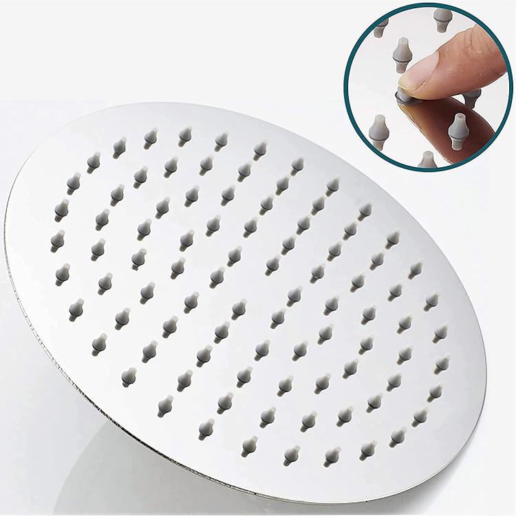 Soffione Doccia Bagno Acciaio Inox Design Ultra Slim Lucido Cromato 20Cm-Rotondo