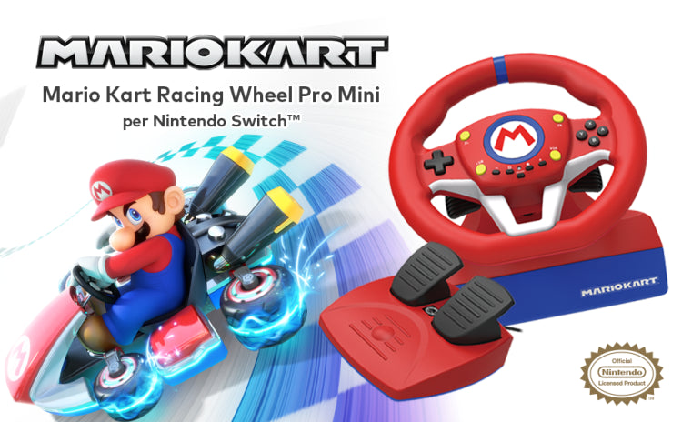 Volante Mario Kart Racing Wheel Pro + Pedaliera Hori Nintendo Switch Ufficiale