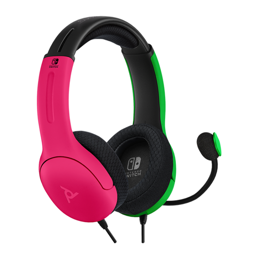 CUFFIE PDP NINTENDO SWITCH UFFICIALI CONTROLLER LVL40 WIRED HEADSET PINK/GREEN