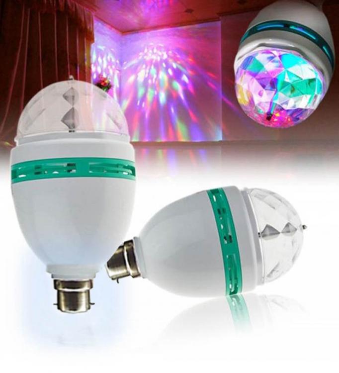 Lampada Lampadina Led Rgb Rotante Effetto Luci Multicolor E27 Discoteca Natale