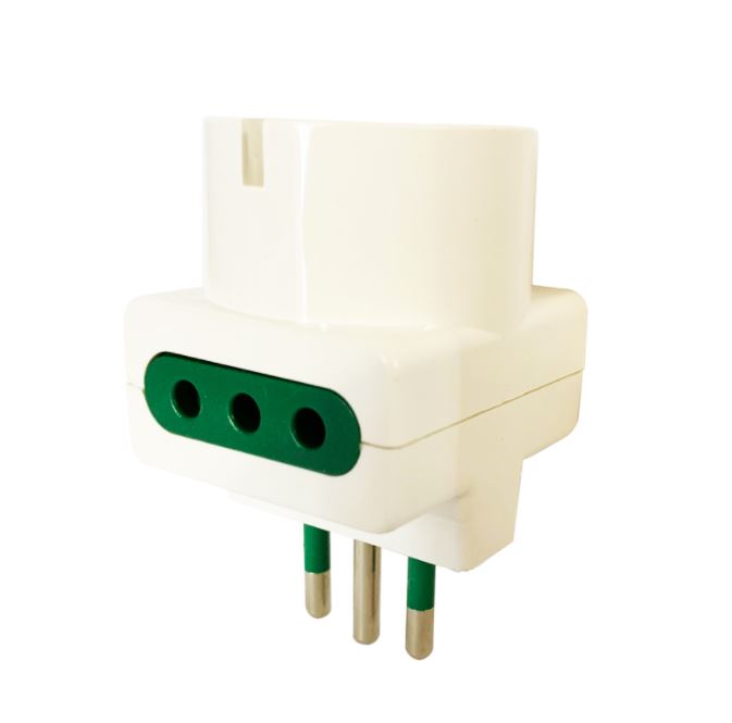 5pz ADATTATORE TRIPLA SPINA S11 P30 10A 2 PRESE BIPASSO 10/16A + 1 SCHUKO 10/16A