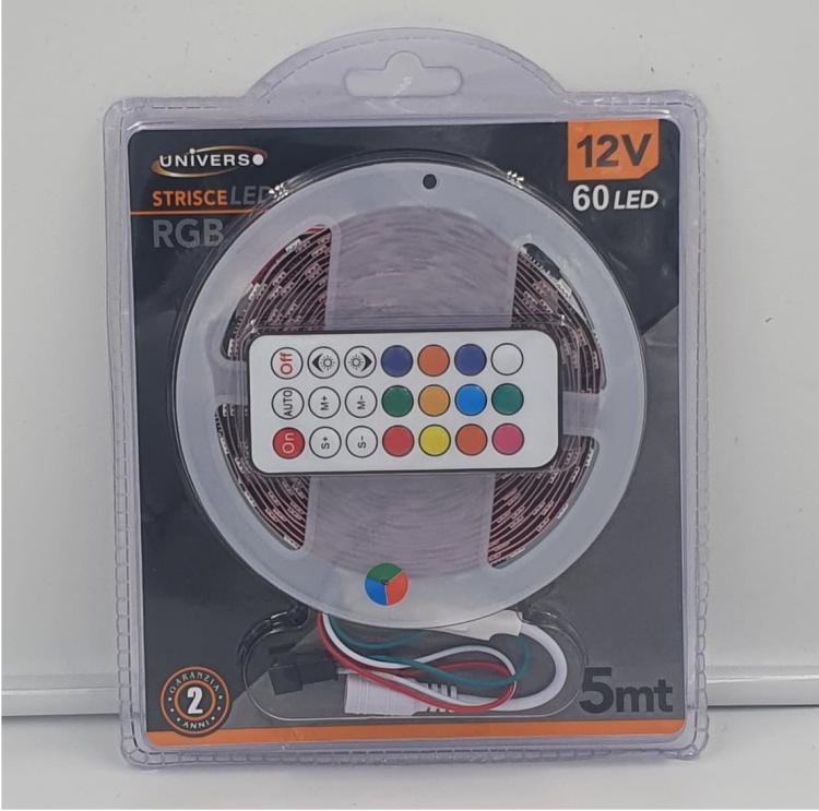 Striscia 60 Led Effetto Cascata 5050 Rgb 5M 12V 48W Multicolore Ip20 Telecomando