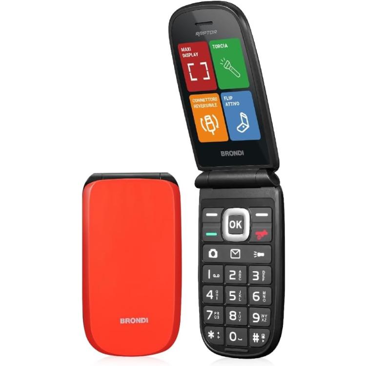 BRONDI RAPTOR CELLULARE GSM FLIP DISPLAY DUAL SIM FOTOCAMERA 1.3MP ARANCIONE