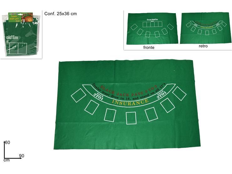 Panno Copritavolo Per Tavolo Da Poker Texas Blackjack Fiches Carte Verde 60X90