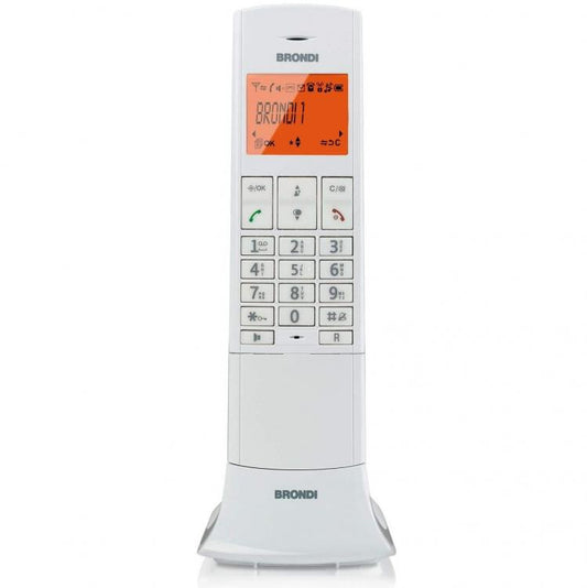 BRONDI LEMURE BIANCO TELEFONO CORDLESS PORTATILE CON VIVAVOCE SVEGLIA LED TOUCH