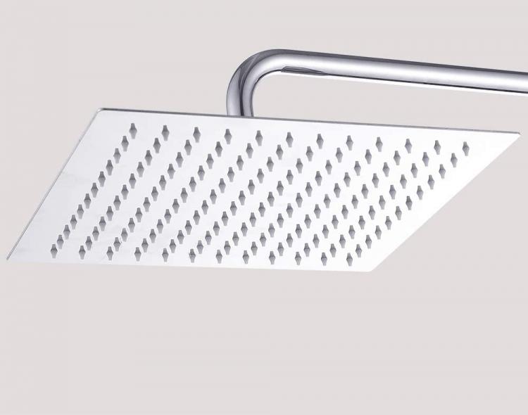 Soffione Doccia Bagno In Acciaio Inox Ultra Slim Lucido Cromato 30Cm-Quadrato