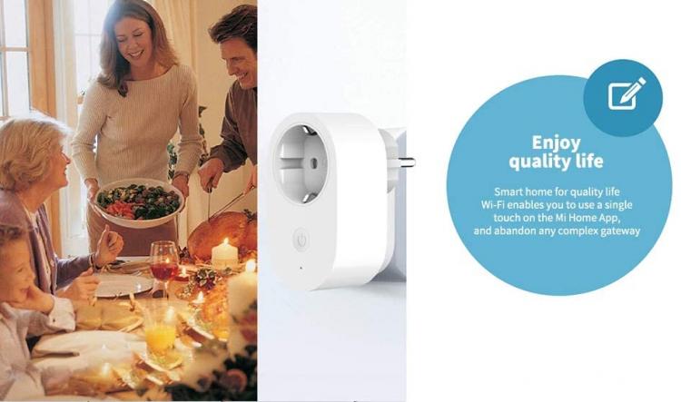 Xiaomi Presa Smart Mi Smartplug Intelligente Wifi Compatibile Google Home Alexa