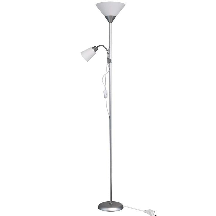 Lampada Piantana Led Da Terra 2 Luci E27 Braccio Flessibile Lettura Divano D23-A