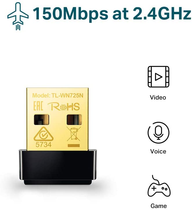 Tplink Scheda Di Rete Wifi Nanousb 150M Tl-Wn725N Adattatore Wireless Usb Pc