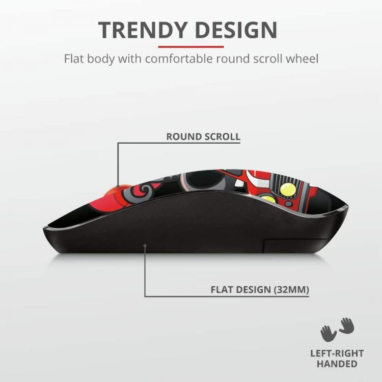 Trust Mouse Ottico Sketch Silent Click Silenzioso Wireless Usb Senza Filo Rosso