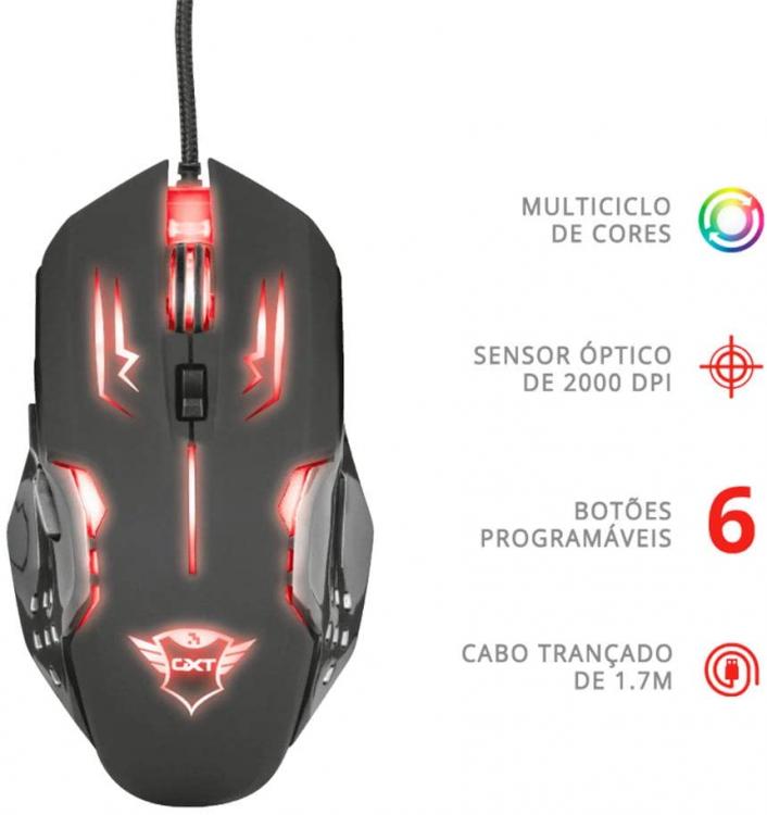 Trust Gaming Mouse Gxt 108 Rava Illuminato Rgb Gioco Pc Laptop Ps4 Ps5 Xbox One