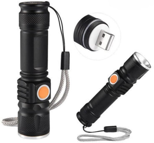 Mini Torcia Tattica Militare Cree Luce Led T6 Xenon Zoom Ricaricabile Usb Caccia