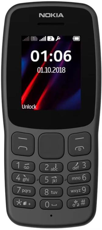 Nokia 106 - Cellulare Tasti Grandi Anziani Ds 1,8 Pollici 4Mb Radio Torcia Nero