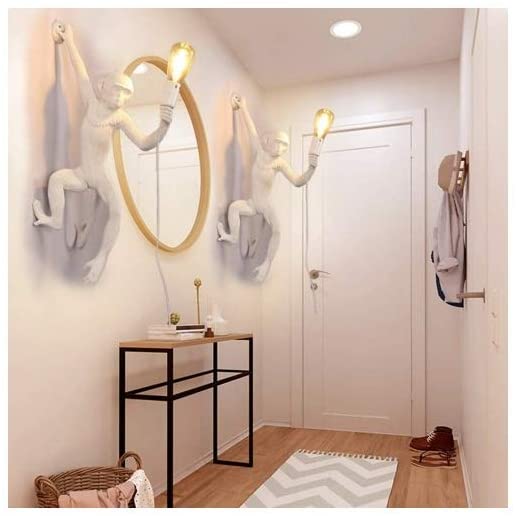 APPLIQUE DA PARETE SCIMMIA BIANCO ATTACCO E27 A MURO DECORATIVO DESIGN MODERNO