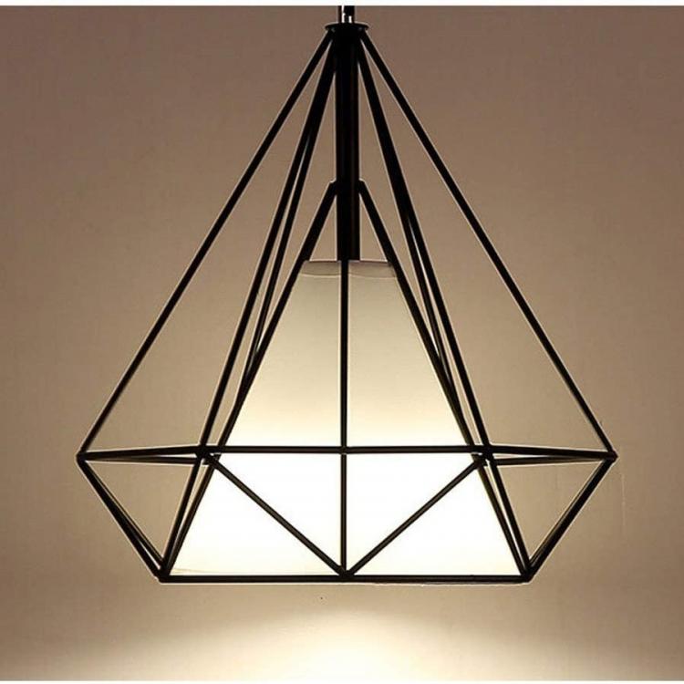 Lampadario Da Arredo Design Moderno Con Struttura Metallo Tessuto E27 Nero B20-N