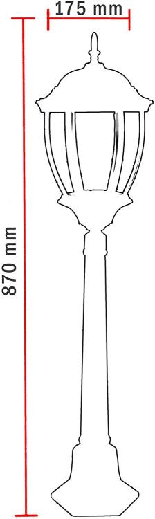 Lampione Da Giardino Terra 87Cm Lanterna Vetro E27 Luce Esterno Alluminio Nero