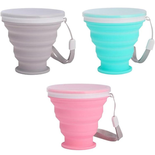 BICCHIERE IN SILICONE PIEGHEVOLE TELESCOPICO 200ml PER SCUOLA CAMPEGGIO TREKKING