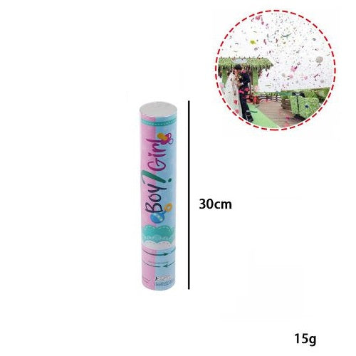 12PZ TUBO SPARA CORIANDOLI BABY SHOWER SESSO GENDER REVEAL PARTY GIRL (FEMMINA)