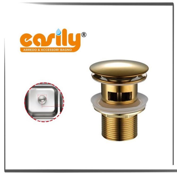 Piletta Di Scarico Click Clack 1/4 Lavandino Lavabo Bidet Tappo Pressione (Oro)