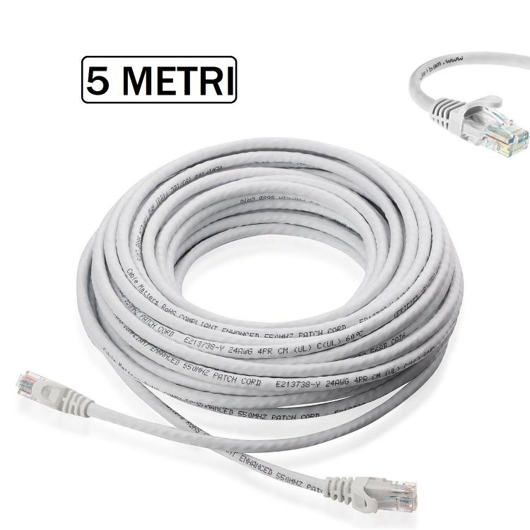 CAVO ETHERNET DI RETE LAN INTERNET RJ45 CAT5 5M METRI MODEM ROUTER FILO COMPUTER