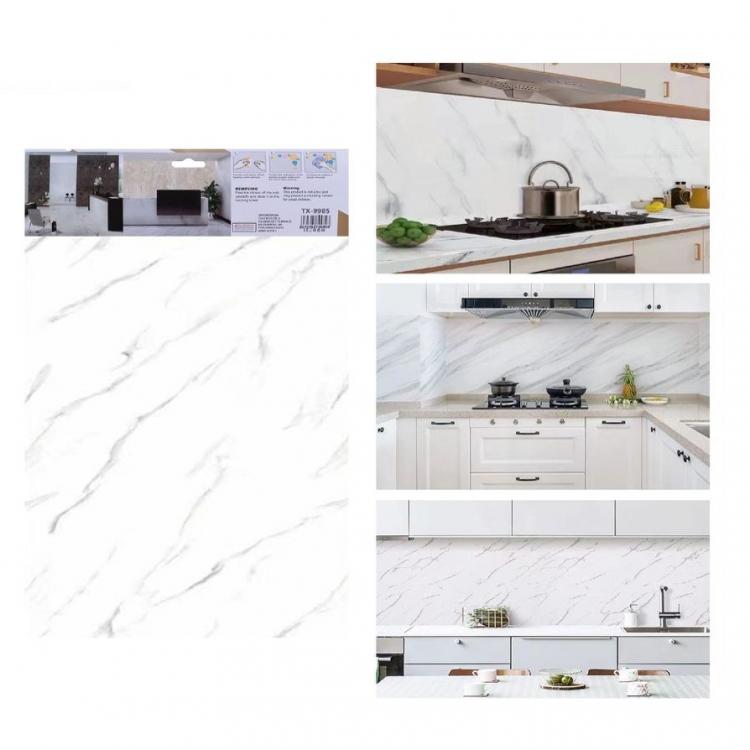 ADESIVO CARTA DA PARATO 3D EFFETTO MARMO BIANCO PANNELLO SPUGNA 30X60CM |TX-9985