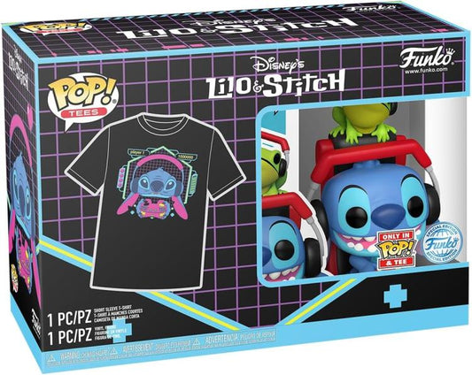 Funko Pop ! + Tees Disney Lilo And Stitch - Stitch Gamer With Frog Figure 9Cm