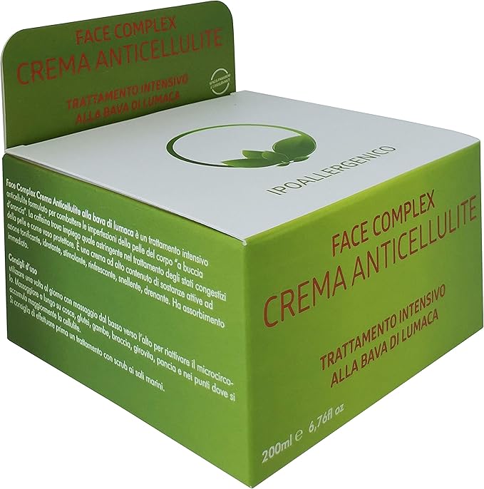 Crema Anticellulite Alla Bava Di Lumaca Corpo Cosce Glutei Gambe Braccia 200ml