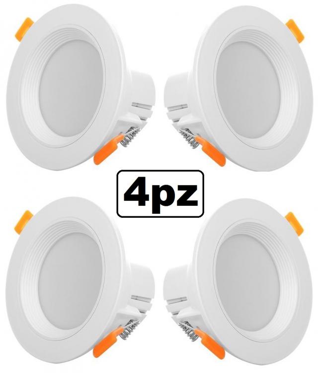 4x FARETTO INCASSO LED 5W 3in1 LUCE BIANCA FREDDA NATURALE CALDA SOFFITTO MOLLA