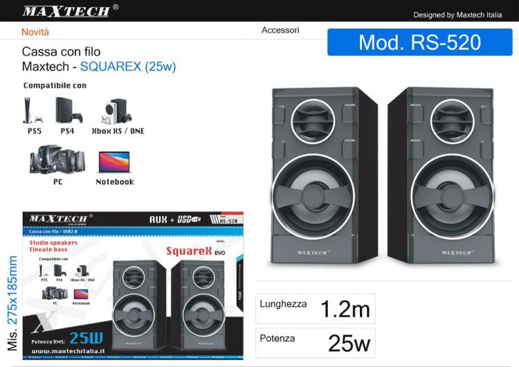 Maxtech | Altoparlanti Casse Pc Computer Speaker Stereo Aux Usb Audio Gaming 20W