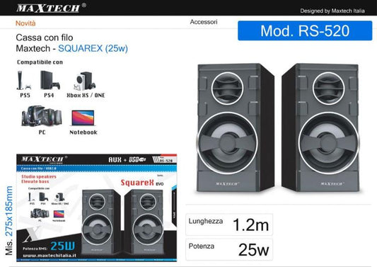 Maxtech | Altoparlanti Casse Pc Computer Speaker Stereo Aux Usb Audio Gaming 20W