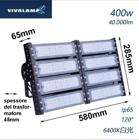 Faro Led Floodlight 400W Componibile Luce Esterno Ip65 Campi Sportivi Gallerie