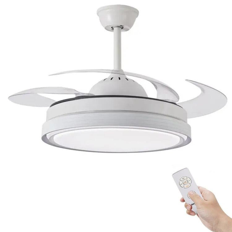 Ventilatore Da Soffitto E Plafoniera 40W Lampadario Led 3 Pale Wifi Telecomando