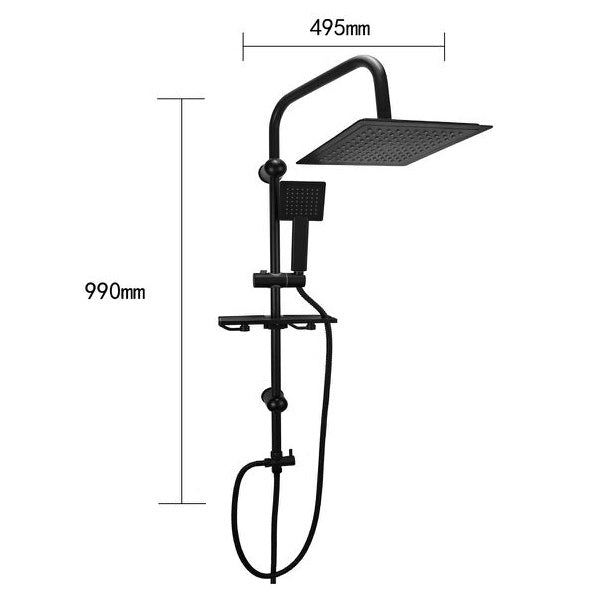 ASTA SALISCENDI NERA COLONNA DOCCIA CON SOFFIONE FISSO DOCCETTA SET DOCCIA 87126