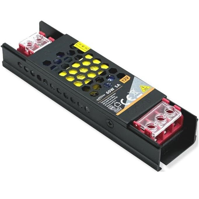 ALIMENTATORE SLIM STABILIZZATO 12V 60W SWITCH TRASFORMATORE 5MHA TELECAMERE LED