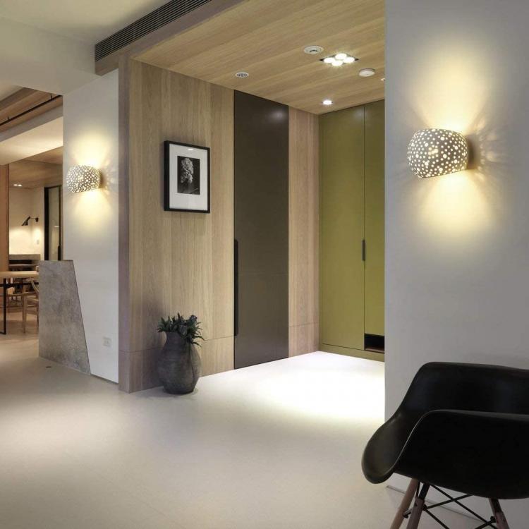 Universo Applique Gesso A Parete Doppia Emissione Traforata Lampada G9 Interno