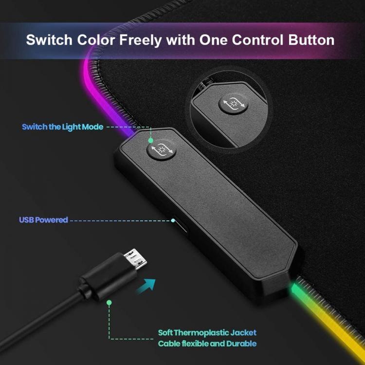 Tappetino Gaming Mouse Xxl Led Rgb Mousepad 80Cm Cambio Colore Pc Tappeto Grande