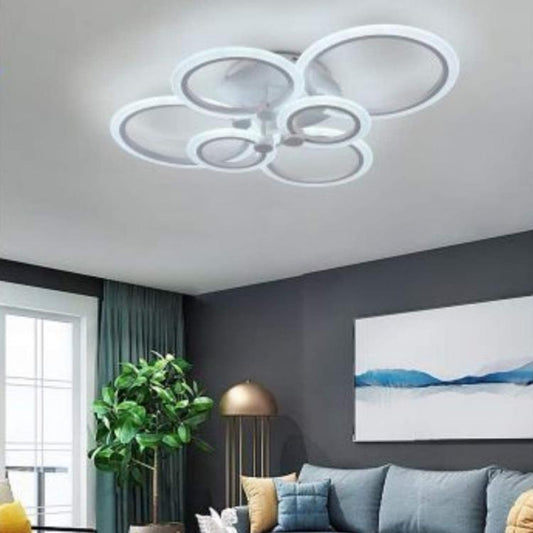 Lampadario Da Soffitto Led 6 Luci Cerchi Plafoniera Moderno Luce Bianca Fredda