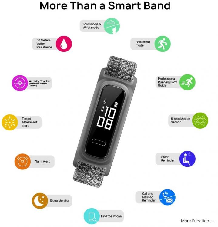 Huawei Acc Band 4E Misty Grey Smartwatch Impermeabile Fitness Smart Band Basket