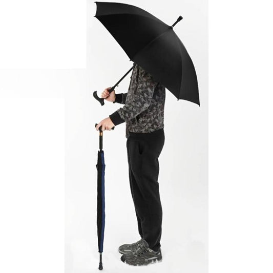 Ombrello Pioggia Antivento Con Bastone Passeggio Manico Grande 105Cm Uomo Donna